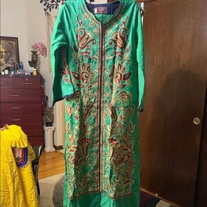 Embroidered Green Dress